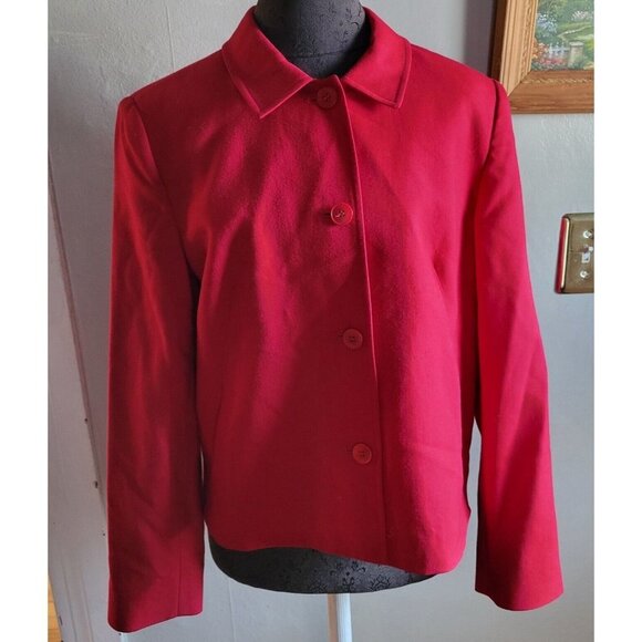 Talbots Jackets & Blazers - TALBOTS RED NEW WOOL LINED BLAZER JACKET SIZE 12 CAREER WORKWEAR